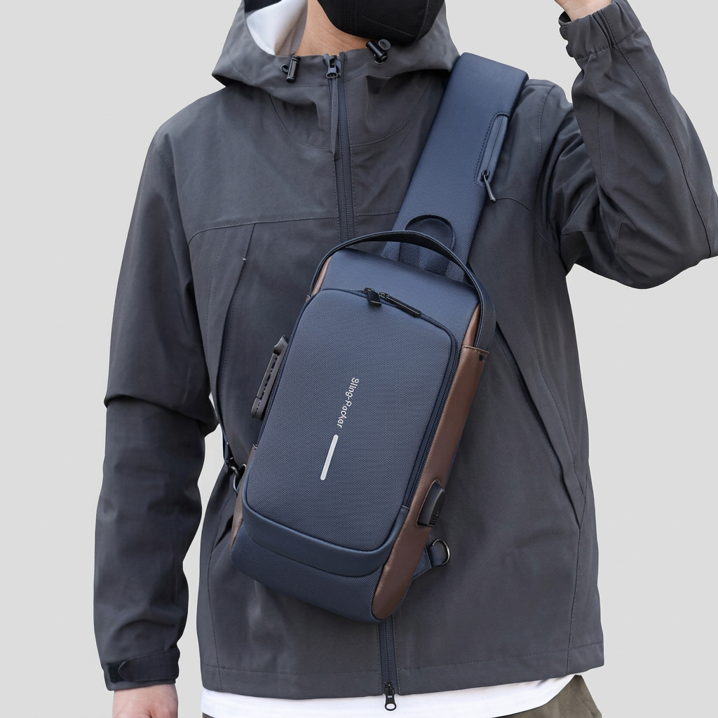 USB Charging Sling Bag Waterproof Crossbody Chest Bag