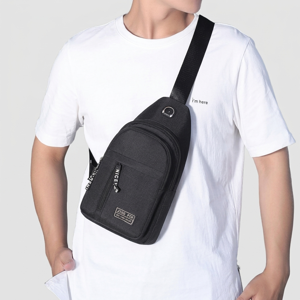 Sling Bag with Earphone Port Waterproof Stylish Crossbody Bag