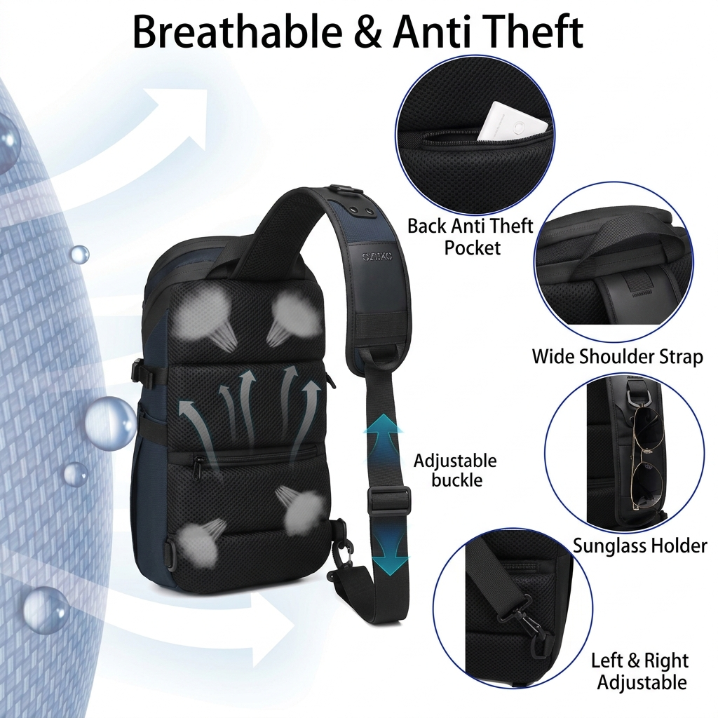 Tactical Sling Bag Waterproof USB Charging Crossbody