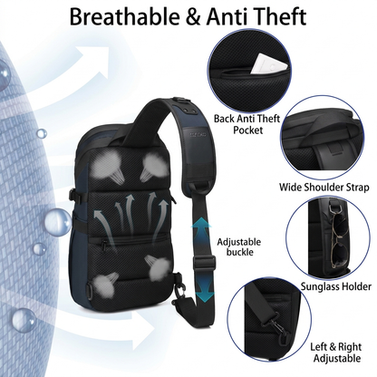 Tactical Sling Bag Waterproof USB Charging Crossbody