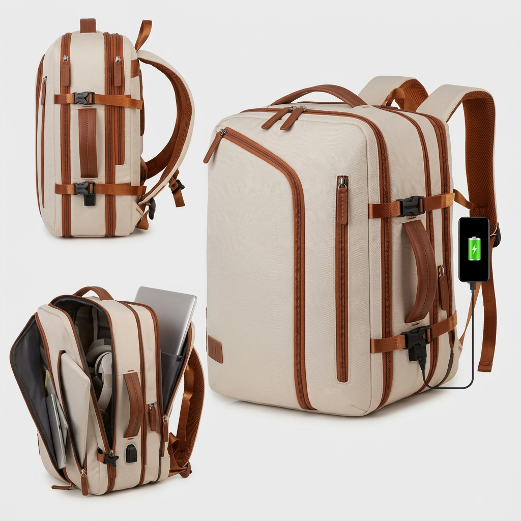Lightweight Beige Backpack 21L – Unisex Casual Daypack