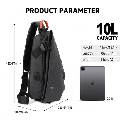 Large Multi-Pocket Sling Bag Waterproof Crossbody Backpack for Hiking, Cycling & Travel
