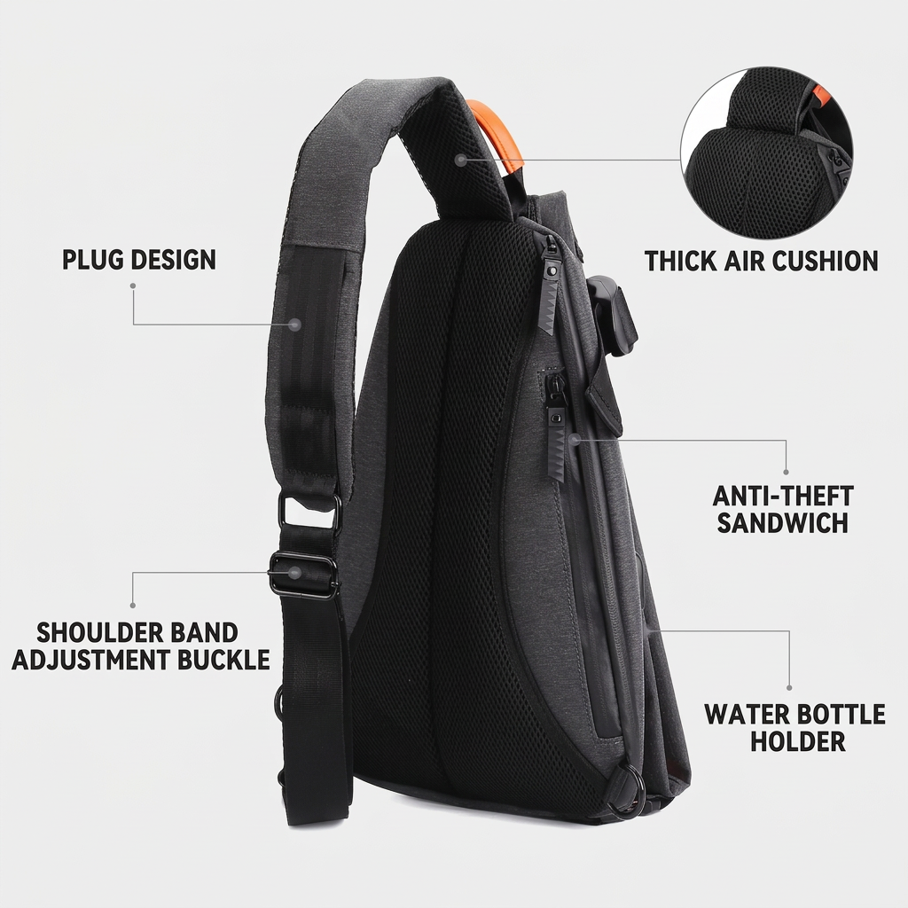 Large Multi-Pocket Sling Bag Waterproof Crossbody Backpack for Hiking, Cycling & Travel