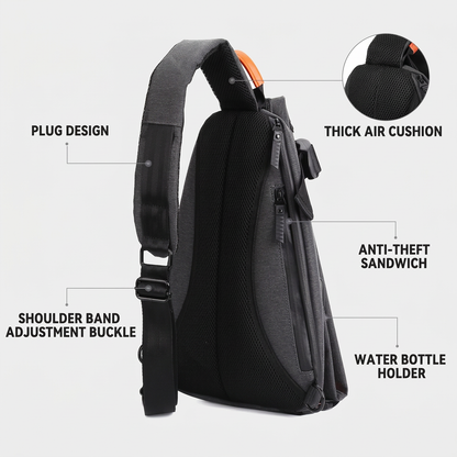 Large Multi-Pocket Sling Bag Waterproof Crossbody Backpack for Hiking, Cycling & Travel