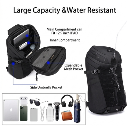 Tactical Sling Bag Waterproof USB Charging Crossbody