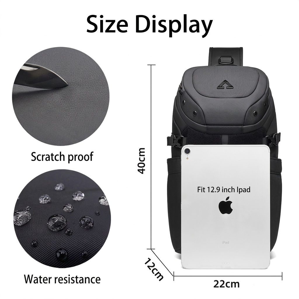 Tactical Sling Bag Waterproof USB Charging Crossbody